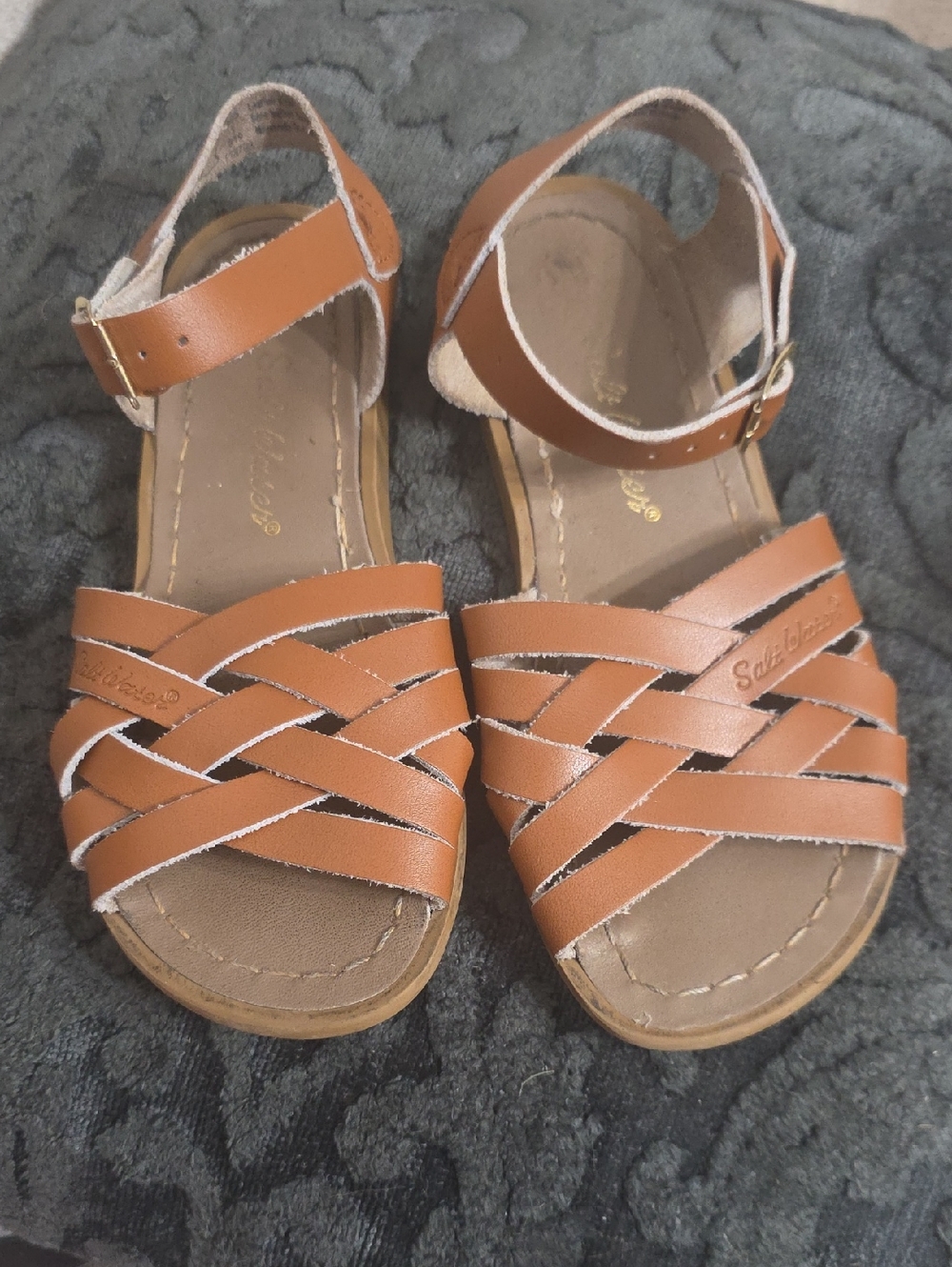 Salt Water Sandals by Hoy Girls' Brown Braided Leather Sandals